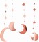 Star and Moon Garland Party Decorations in Rose Gold, Boho Celestial Moroccan Theme Hanging Streamers with Crescent Stars, Ideal for New Year’s Eve, Birthdays, Ramadan, and Eid Celebrations